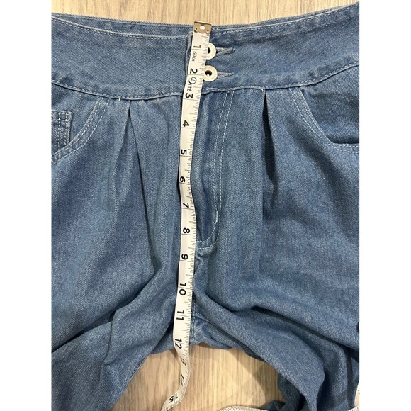 SHEIN Women Medium Wash Wide Leg Pleated High Rise Raw Hem Denim Jeans W28 - Picture 4 of 7